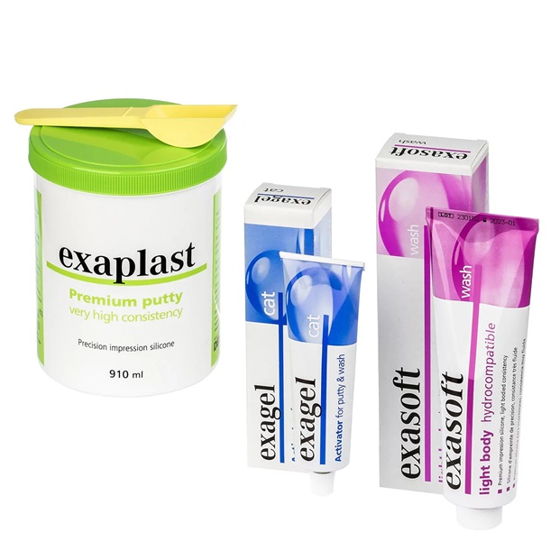 EXAPLAST набор (910мл+140мл+60мл), слепочный материал премиум класса на основе C-силикона (Detax, Германия)