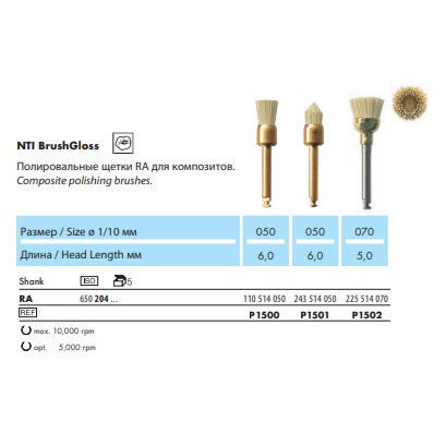 Щетки BrushGloss полировальная с карбидом кремния NTI NTI BrushGloss полировальные щетки RA