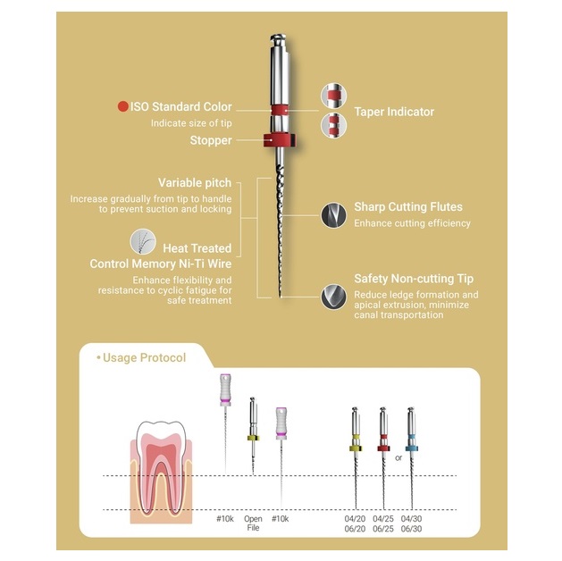 e-flex-mini E-FLEX MINI 30/04, L=16мм, 6шт укороченные файлы для детских зубов, Eighteeth