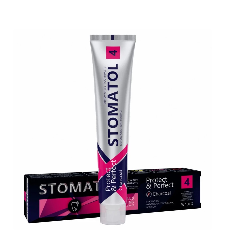 Зубная паста Stomatol «Charcoal» , 100г Натуральное отбеливание, подходит для чувствительных зубов