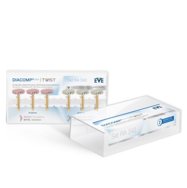 Набор полиров Diacomp plus TWIST Set RA342 (fine, medium) 14мм, для полировки композитных реставраций до зеркального блеска, 6шт, арт.9086 (EVE, Германия)